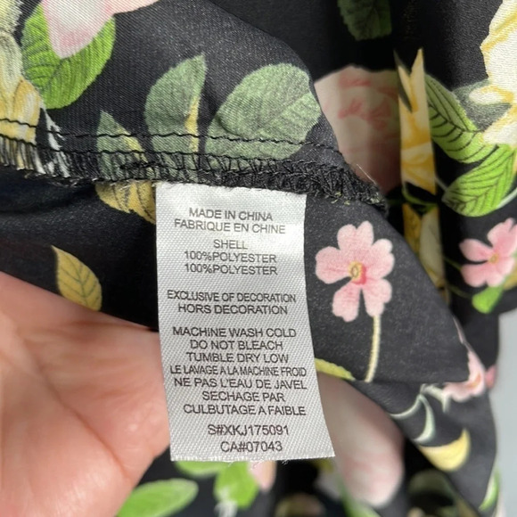 BLEUH CIEL Floral Kimono Style Open Tied Robe Satin Side Slits Size S - Picture 9 of 12